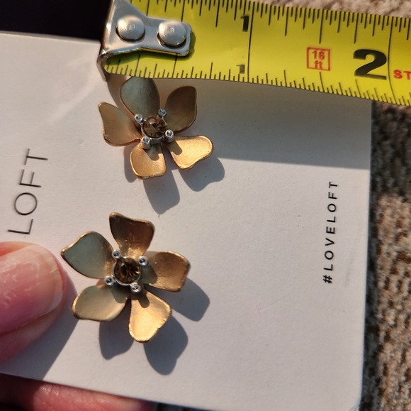 LOFT GOLDTONE FLOWER STUD EARRINGS - Picture 5 of 5